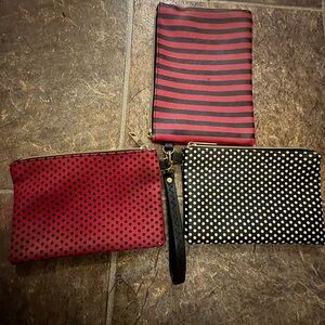 Set of Three Red and Black Clutches